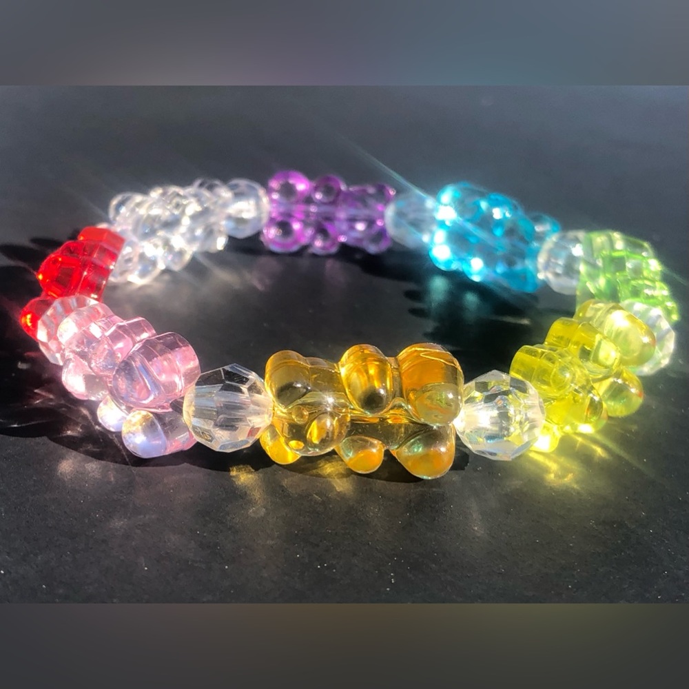Rainbow Gummy Bear Beaded Kandi Bracelet